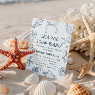 Muschel „Sea You Soon Baby“ Nautische Babyparty Einladung