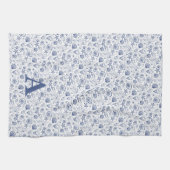 Muschel Seestern Nautisches Monogramm Geschirrtuch (Horizontal)
