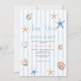 Muschel Seestern Wir sehen uns bald Baby Shower Einladung
