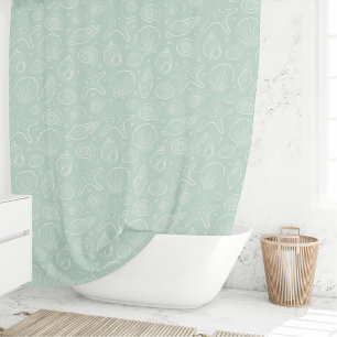 Muschel Sommer Küsten Nautilus Boho Strand Mint Duschvorhang