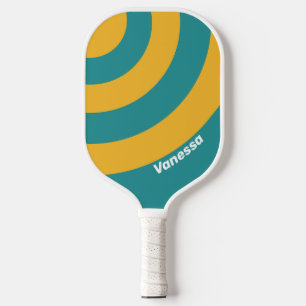 Muschel-Sonnenaufgang-Kreis-Streifen mit Namen Pickleball Schläger