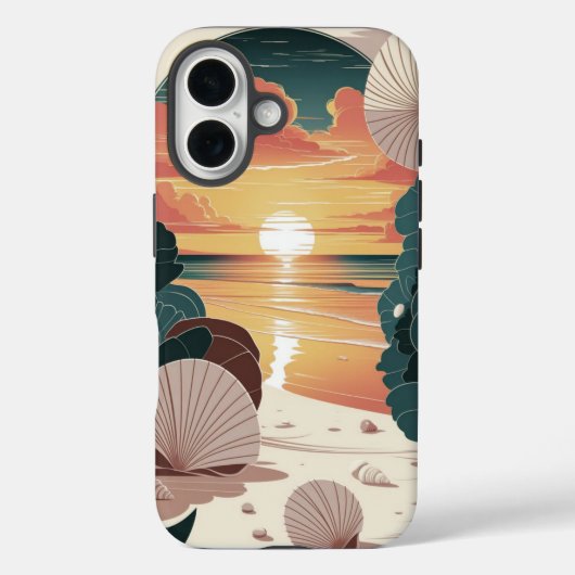 Muschel-Sonnenuntergangsstrand Case-Mate iPhone Hülle (Rückseite)