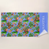 Muschel Starfish Hummer Tropische Blätter Strandtuch (Vorderseite)