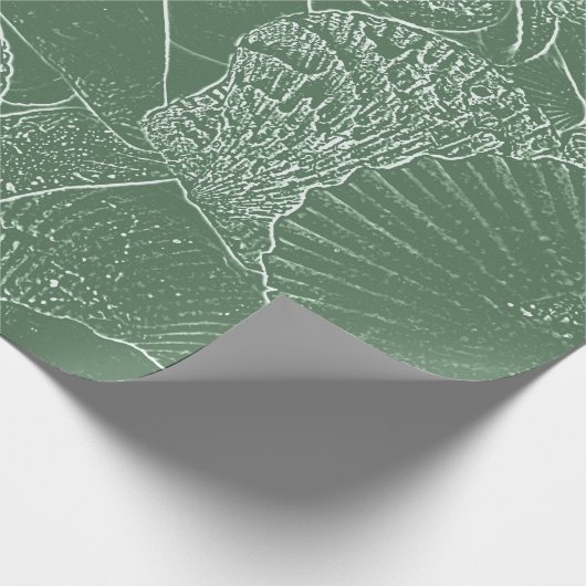 Muschel Strand Grün Weiß Decoupage Geschenkpapier (Ecke)
