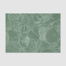 Muschel Strand Grün Weiß Decoupage Seidenpapier