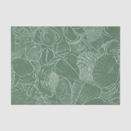 Muschel Strand Grün Weiß Decoupage Seidenpapier