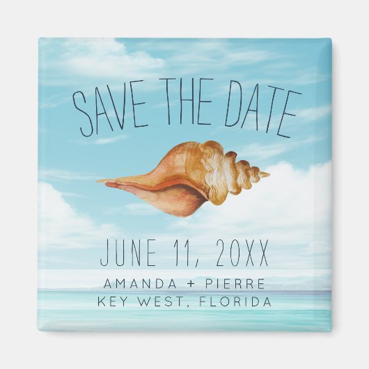 Muschel-Strand-Hochzeit - Save-the-Date Magnet (Vorne)