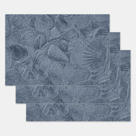 Muschel Strand Küste Staubblau Dekoration Geschenkpapier Set