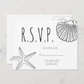 Muschel Strandhochzeit RSVP Karten (Vorne/Hinten)