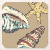 Muschel-Trio auf kakifarbigem Rechteckiger Pappuntersetzer (Vorderseite)