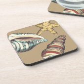 Muschel Trio über Khaki Getränkeuntersetzer (Linke Seite)