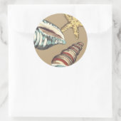 Muschel Trio über Khaki Runder Aufkleber (Tasche)