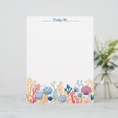 Muschel und Korallengrenze Briefbogen (Stehend Vorderseite)