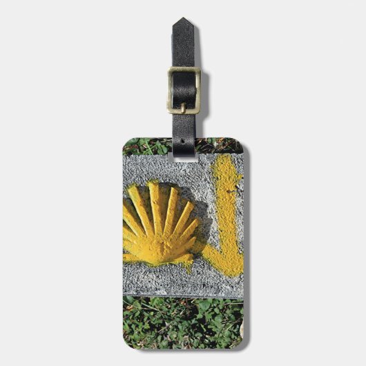 Muschel und Pfeil EL Camino unterzeichnen, Spanien Gepäckanhänger (Vorderseite vertikal)