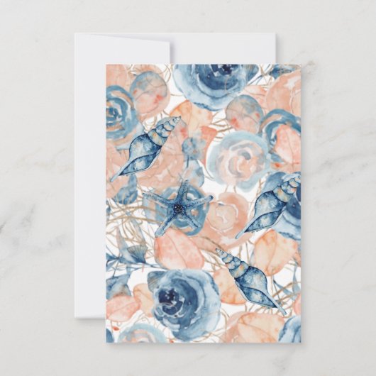 Muschel und Rose des Meeres von Nautic RSVP Karte (Rückseite)