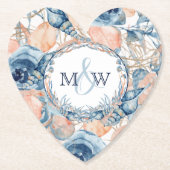 Muschel und Rose des Meeres von Nautic Untersetzer (Vorderseite)