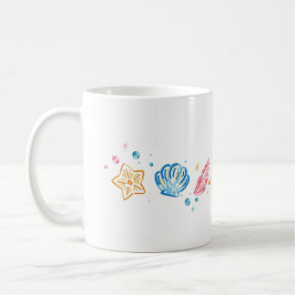 Muschel- und Seestern-Doodle – Ozean-Ästhetik-Desi Kaffeetasse