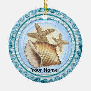 Muschel und Seestern Keramik Ornament