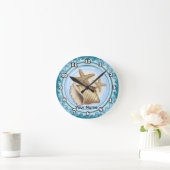 Muschel und Seestern Runde Wanduhr (Zuhause)