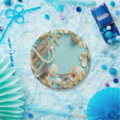 Muschel, Vintag, Collage, Türkis, Chic, trendig, l Pappteller (Party)