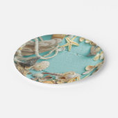 Muschel, Vintag, Collage, Türkis, Chic, trendig, l Pappteller (Schrägansicht)