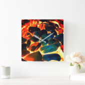 Muschel von Austern auf rotem Vulkangestein oder i Quadratische Wanduhr (Zuhause)