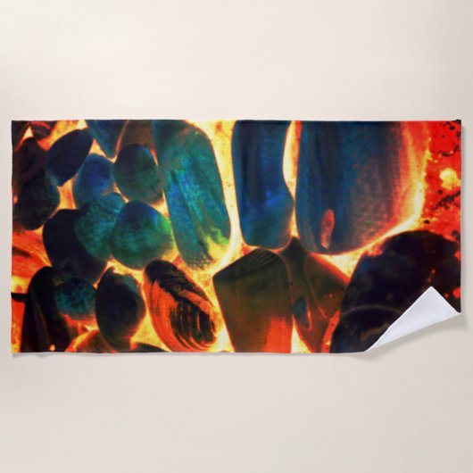 Muschel von Austern auf rotem Vulkangestein oder i Strandtuch (Vorderseite)