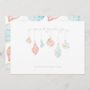 Muschel Wasserfarben Meer und Grüße Feiertagskarte