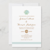 Muschel Watercolor Aqua Wedding Invitation Card Einladung (Vorderseite)