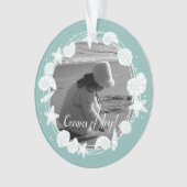 Muschel Weihnachtskranz Foto Ornament (Vorderseite)