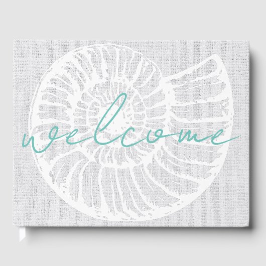 Muschel Woven Gray Beach House Gästebuch (Vorderseite)