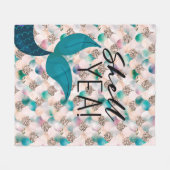 Muschel Yea Aquamarin & Gold Glam Meerjungfrau Sch Fleecedecke (Vorderseite (Horizontal))