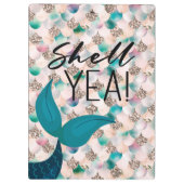 Muschel Yea Aquamarin & Gold Glam Meerjungfrau Sch Klemmbrett (Rückseite)