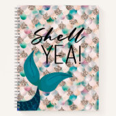 Muschel Yea Aquamarin & Gold Glam Meerjungfrau Sch Notizblock (Vorderseite)