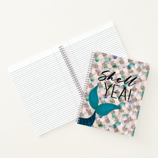 Muschel Yea Aquamarin & Gold Glam Meerjungfrau Sch Notizblock (Innenseite)