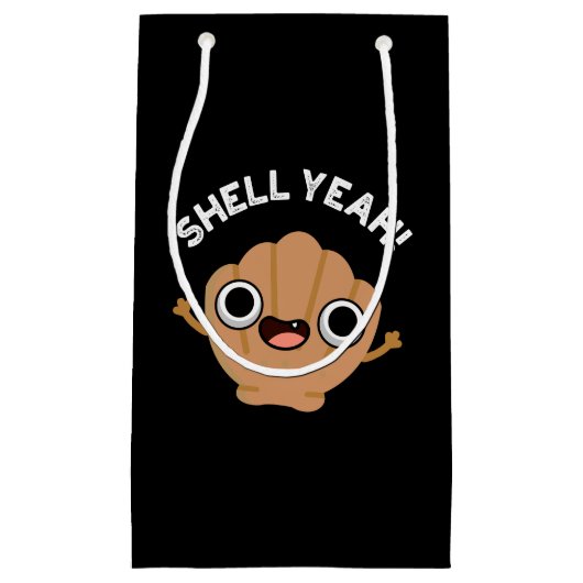 Muschel Yeah Funny Seashell Pun Dark BG Kleine Geschenktüte (Vorderseite)