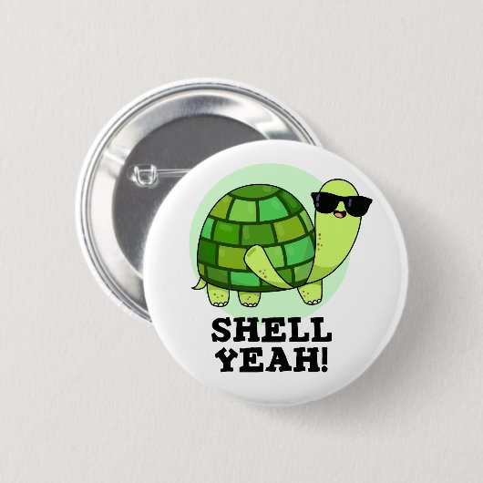 Muschel Yeah Funny Tortoise Pub Button (Vorne & Hinten)