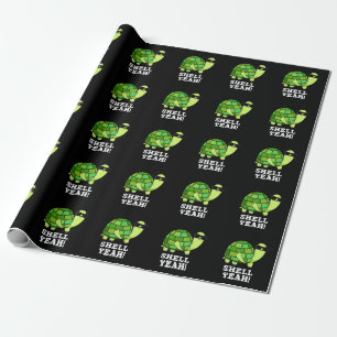 Muschel Yeah Funny Tortoise Pun Dark BG Geschenkpapier