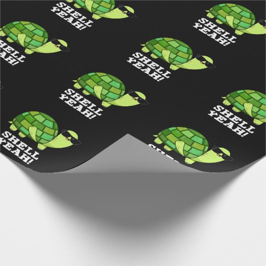 Muschel Yeah Funny Tortoise Pun Dark BG Geschenkpapier (Ecke)