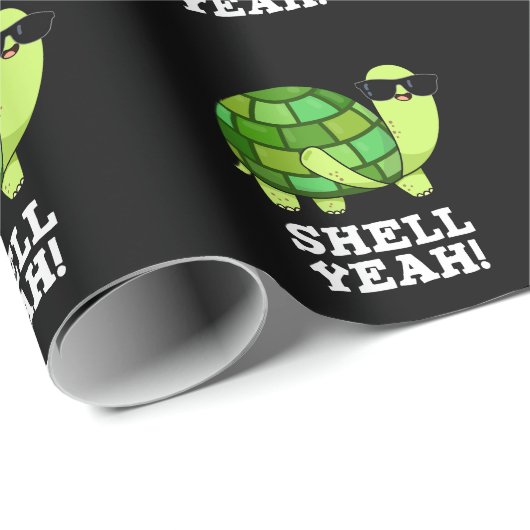 Muschel Yeah Funny Tortoise Pun Dark BG Geschenkpapier (Rolleneckpunkt)