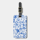 MUSCHEL YEAH Seashells Beach Holiday CUSTOM Blue Gepäckanhänger (Vorderseite vertikal)