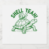 Muschel Yeah Turtle Snail Funny Schaumweinetikett (Einzelnes Label)