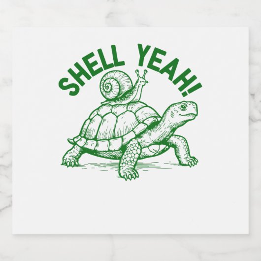 Muschel Yeah Turtle Snail Funny Schaumweinetikett (Einzelnes Label)