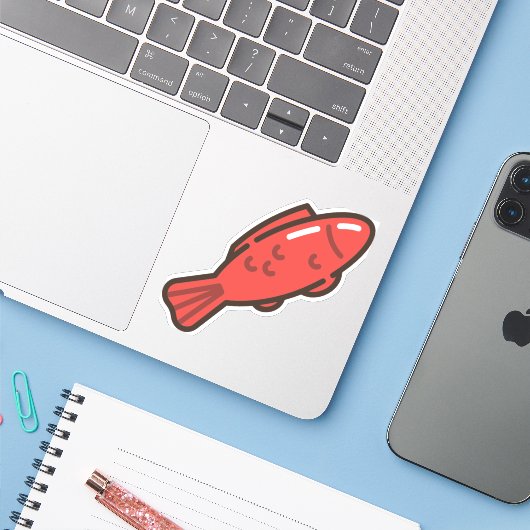 Muschelfisch Aufkleber (Laptop mit iPhone)