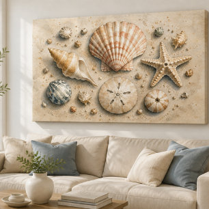 Muschelkollektion Leinwanddruck Aquarell