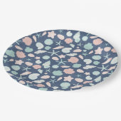 Muschelmuster Pappteller (Schrägansicht)