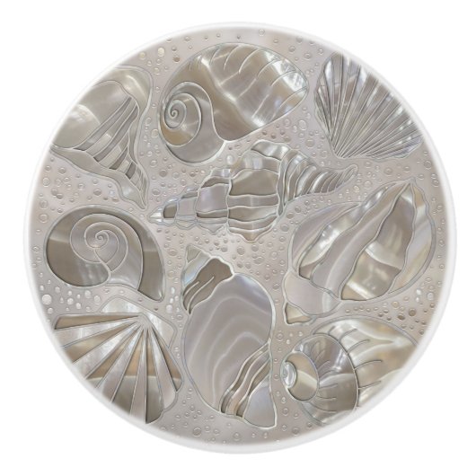 Muschelmuster - Perlmutter Keramikknauf (Vorderseite)