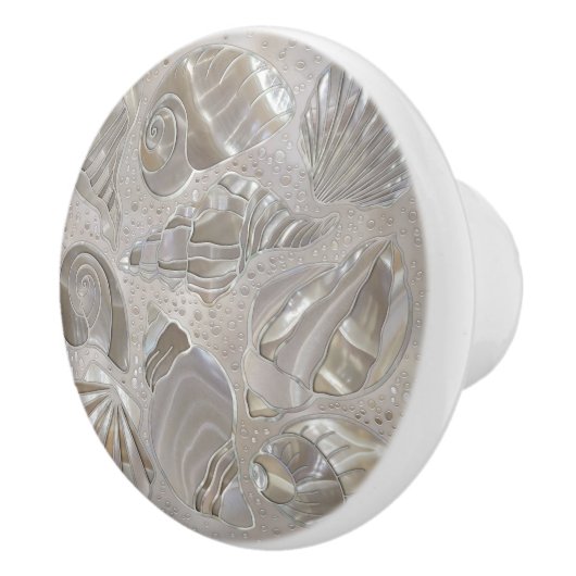 Muschelmuster - Perlmutter Keramikknauf (Rechts)