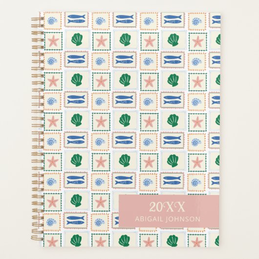 Muschelmuster Personalisiert Modern Boho Planer (Vorderseite)