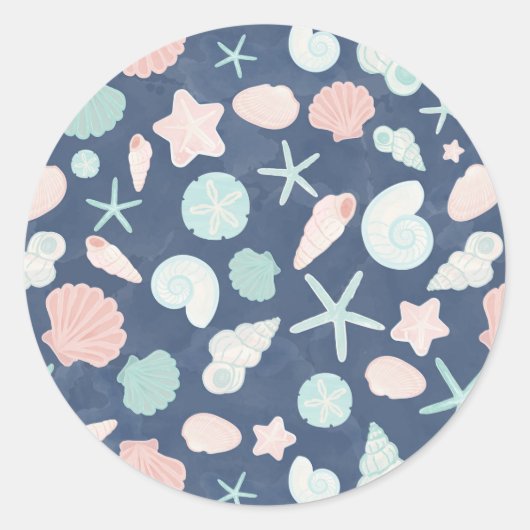 Muschelmuster Runder Aufkleber (Vorderseite)